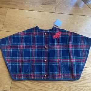 Baby Girl Janie And Jack Plaid Christmas Parka Cape Jacket Size 2T NEW NWT